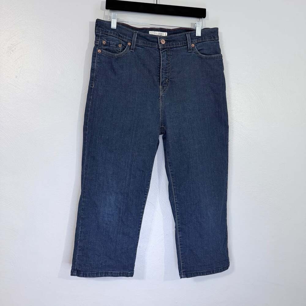 Levi's Perfectly Slimming 512 Jeans Size 14 Dark Wash Capri